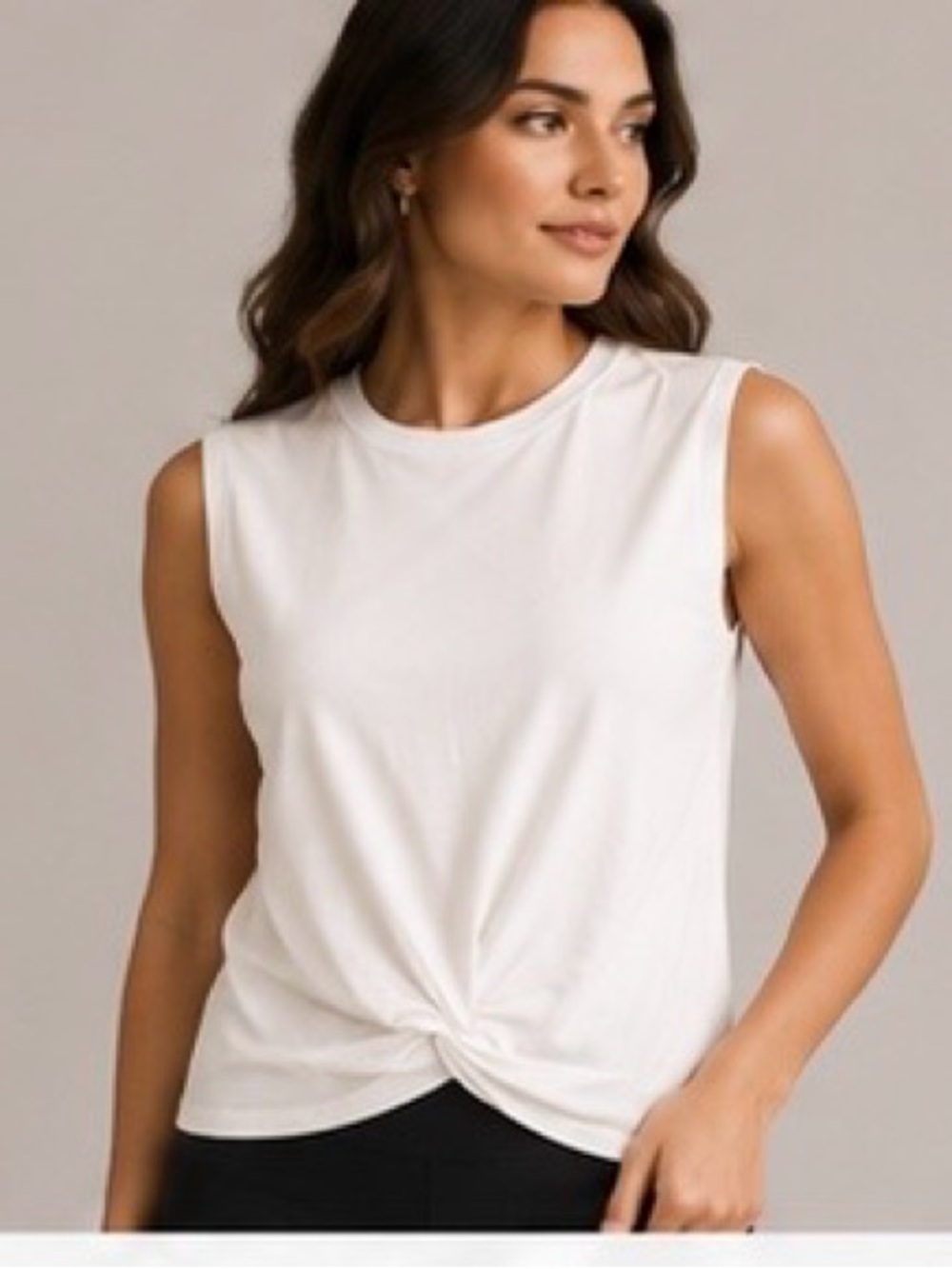 Zella White Twist-Front Sleeveless Tank